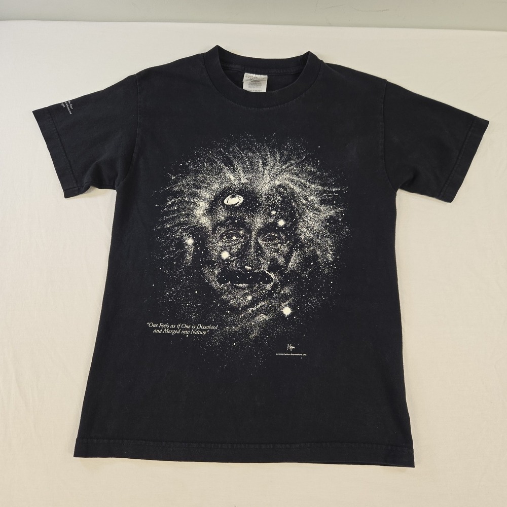 Vintage 1993 Albert Einstein Galaxy Glow In The Dark T Shirt Mens Small Museum